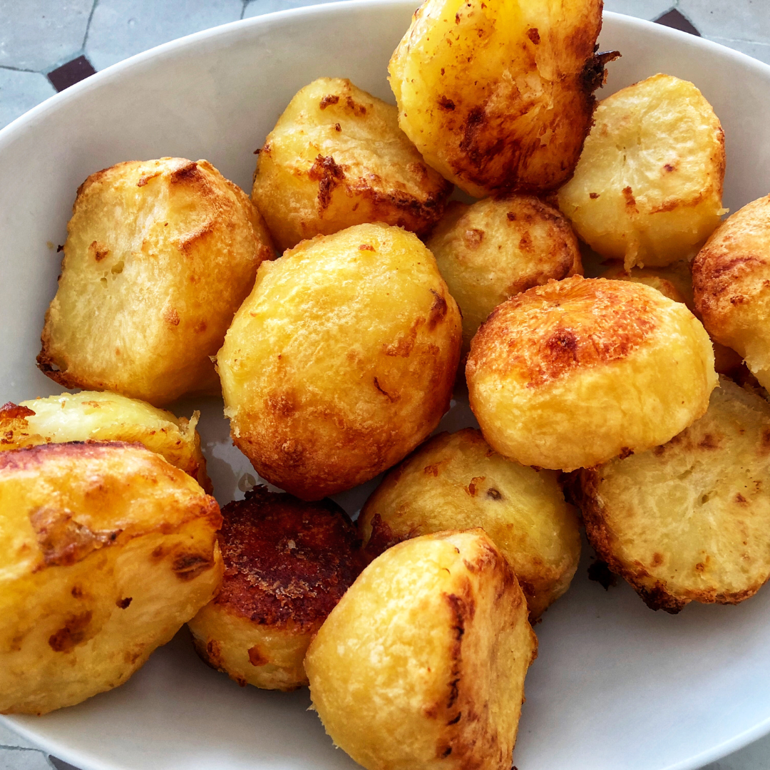 Roast potatoes made with beef dripping