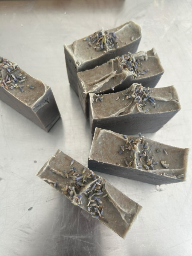 bars of purple lavender honey tallow soap