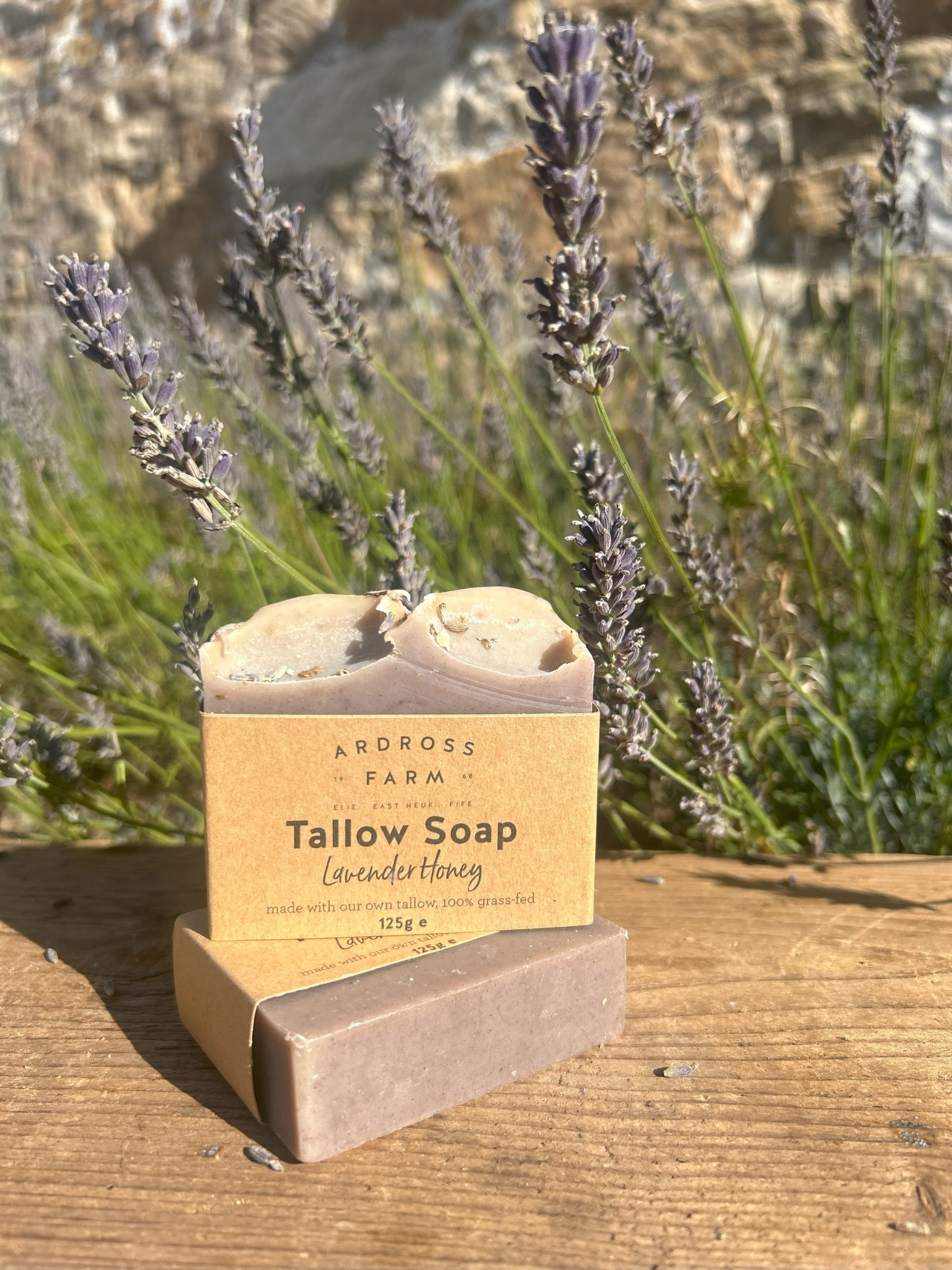 lavender_soap_compressed Lavender Tallow Soap sitting on wooden box