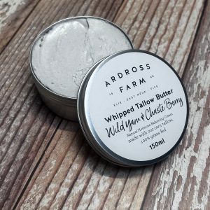 Open tin of Wild Yam & Chaste Berry tallow butter